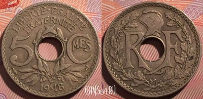 Франция 5 сантимов 1918 года, KM# 865, a099-004