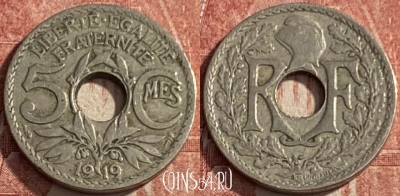 Франция 5 сантимов 1919 года, KM# 865, 206q-068 ♛