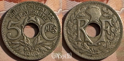 Франция 5 сантимов 1919 года, KM# 865, 250s-003