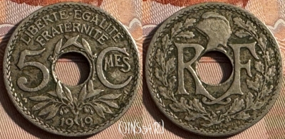 Франция 5 сантимов 1919 года, KM# 865, 253s-026