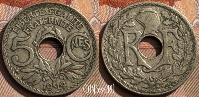 Франция 5 сантимов 1919 года, KM# 865, 312s-037
