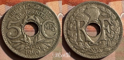 Франция 5 сантимов 1919 года, KM# 865, 327s-013
