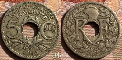 Франция 5 сантимов 1919 года, KM# 865, 335s-115