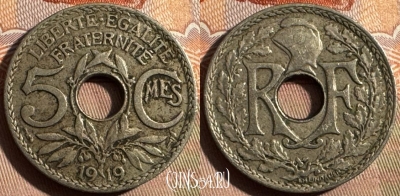 Франция 5 сантимов 1919 года, KM# 865, 355s-030