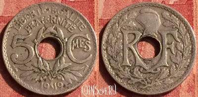 Франция 5 сантимов 1919 года, KM# 865, 385o-066