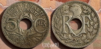 Франция 5 сантимов 1919 года, KM# 865, 388s-030