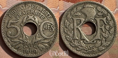 Франция 5 сантимов 1919 года, KM# 865, 389s-084