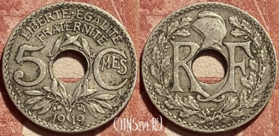 Франция 5 сантимов 1919 года, KM# 865, 461q-076 ♛