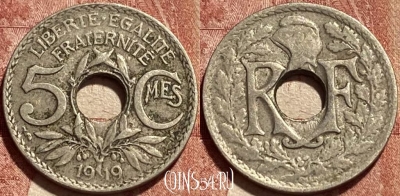 Франция 5 сантимов 1919 года, KM# 865, 461q-274 ♛