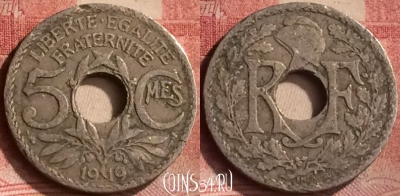 Франция 5 сантимов 1919 года, KM# 875, 146m-118