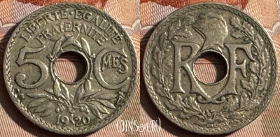 Франция 5 сантимов 1920 года, 19мм, KM# 865, 250s-043 ♛