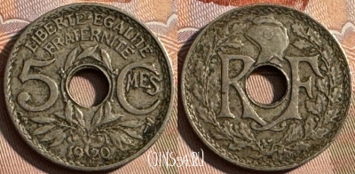 Франция 5 сантимов 1920 года, 19мм, KM# 865, 251s-056 ♛