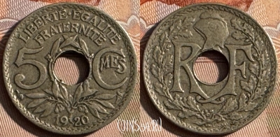 Франция 5 сантимов 1920 года, 19мм, KM# 865, 251s-105 ♛