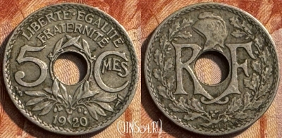 Франция 5 сантимов 1920 года, 19мм, KM# 865, 281s-061