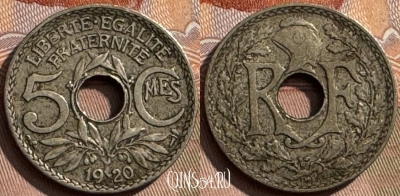 Франция 5 сантимов 1920 года, 19мм, KM# 865, 310s-136 ♛