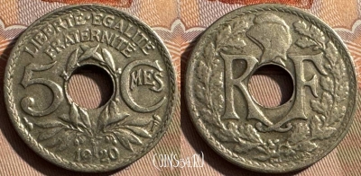 Франция 5 сантимов 1920 года, KM# 865, 338s-090