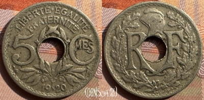 Франция 5 сантимов 1920 года, KM# 865, 347s-080