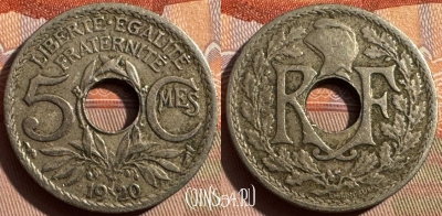 Франция 5 сантимов 1920 года, KM# 865, 383s-064