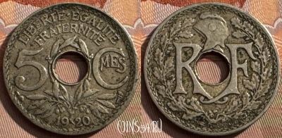 Франция 5 сантимов 1920 года, KM# 865, 387s-095