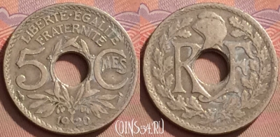Франция 5 сантимов 1920 года, KM# 865, 121l-047