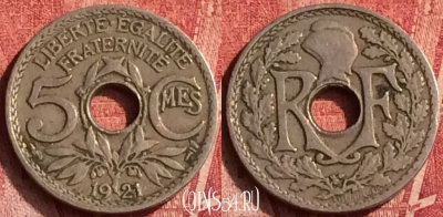 Франция 5 сантимов 1921 года, KM# 875, 367o-069