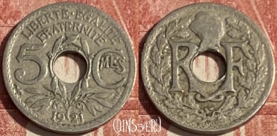 Франция 5 сантимов 1921 года, KM# 875, 411p-010 ♛