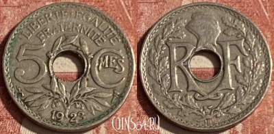 Франция 5 сантимов 1923 года, KM# 875, 150q-140 ♛