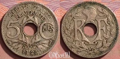 Франция 5 сантимов 1923 года, KM# 875, 200l-011