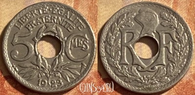 Франция 5 сантимов 1923 года, KM# 875, 206p-117