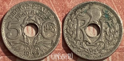 Франция 5 сантимов 1923 года, KM# 875, 207q-105 ♛