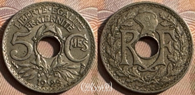 Франция 5 сантимов 1923 года, KM# 875, 249s-136 ♛