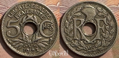 Франция 5 сантимов 1923 года, KM# 875, 273s-101