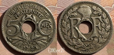 Франция 5 сантимов 1923 года, KM# 875, 341s-034