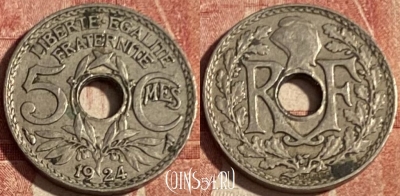 Франция 5 сантимов 1924 года, KM# 875, 434p-116 ♛