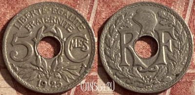 Франция 5 сантимов 1925 года, KM# 875, 102q-112 ♛