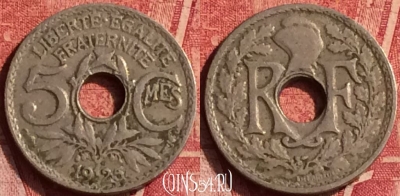 Франция 5 сантимов 1925 года, KM# 875, 367o-103