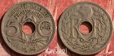 Франция 5 сантимов 1926 года, KM# 875, 367o-061