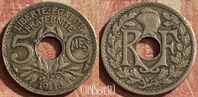 Франция 5 сантимов 1930 года, KM# 875, 146p-129