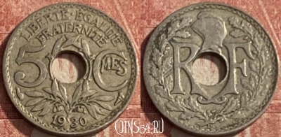 Франция 5 сантимов 1930 года, KM# 875, 206q-108 ♛