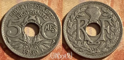 Франция 5 сантимов 1930 года, KM# 875, 207p-119
