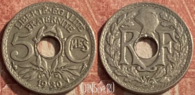 Франция 5 сантимов 1930 года, KM# 875, 207q-039 ♛