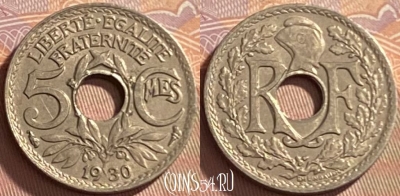 Франция 5 сантимов 1930 года, KM# 875, 218p-026 ♛