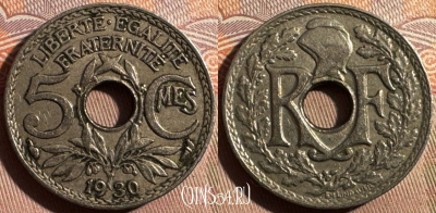 Франция 5 сантимов 1930 года, KM# 875, 348s-110