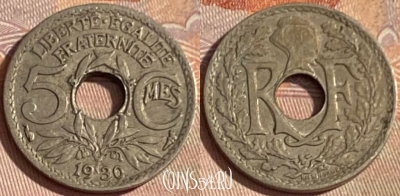 Франция 5 сантимов 1930 года, KM# 875, 398p-025 ♛