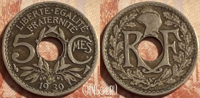 Франция 5 сантимов 1930 года, KM# 875, 498р-122 ♛