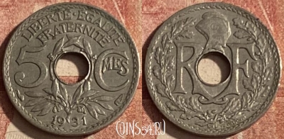 Франция 5 сантимов 1931 года, KM# 875, 048p-158 ♛