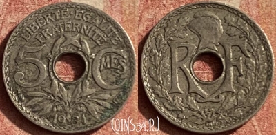 Франция 5 сантимов 1931 года, KM# 875, 132p-056