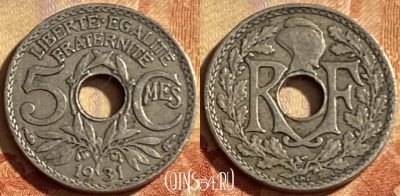 Франция 5 сантимов 1931 года, KM# 875, 207p-103