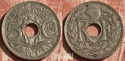 Франция 5 сантимов 1931 года, KM# 875, 256p-068 ♛