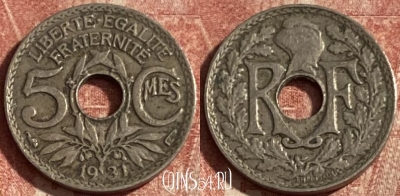 Франция 5 сантимов 1931 года, KM# 875, 302p-110 ♛